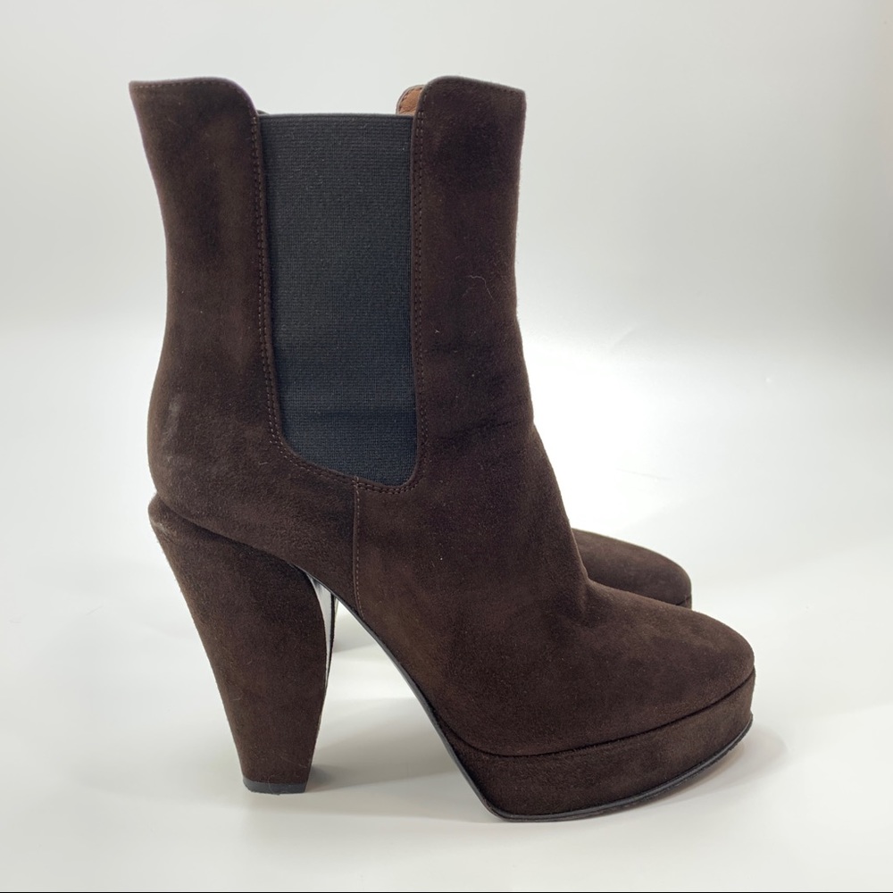 Marni calf suede Platform Chelsea Boot Brown